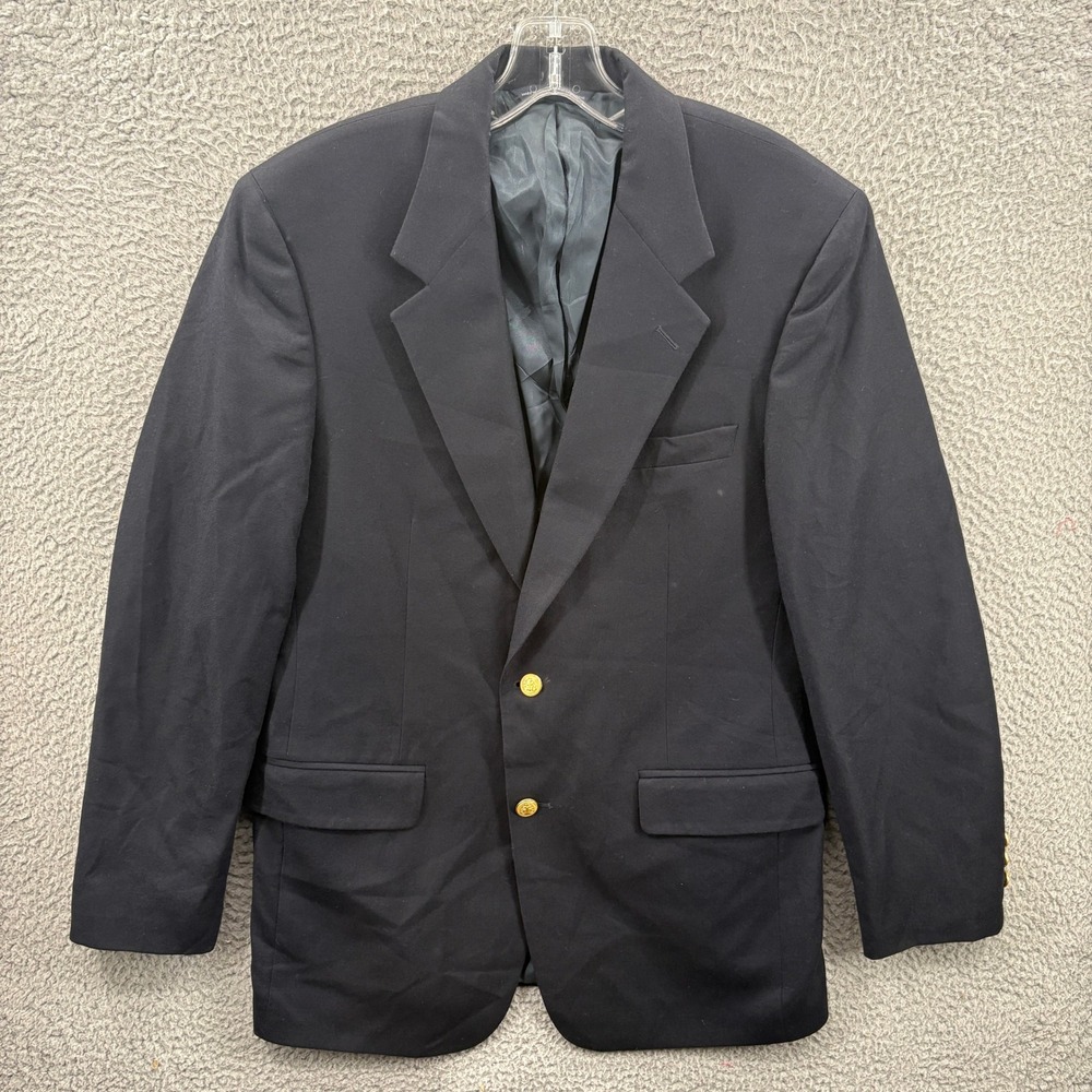 Brooks Brothers Blazer Mens 39R Navy Blue Wool Cashmere Gold Button Sport Coat